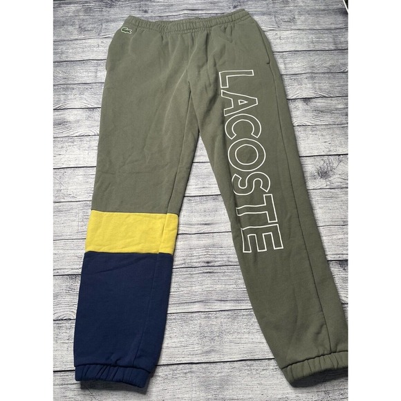 Lacoste Other - Lacoste Men's Colorblock Logo Print Fleece Track Pants Green/Navy Size Small